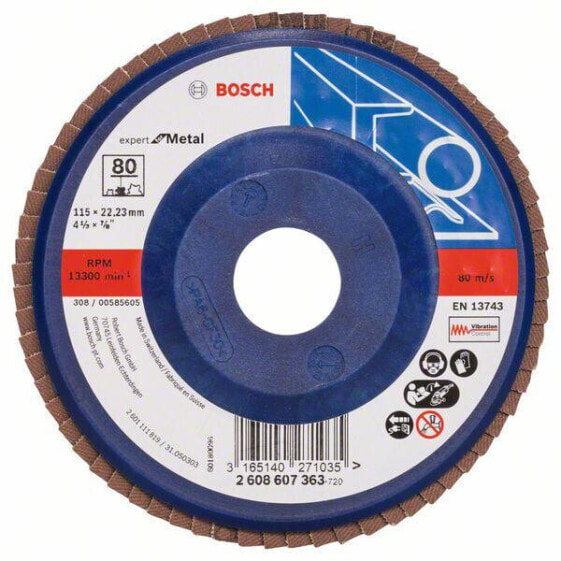 Bosch Fächerschleifscheibe X551, Expert for Metal D = 115 mm; K = 80, gerade