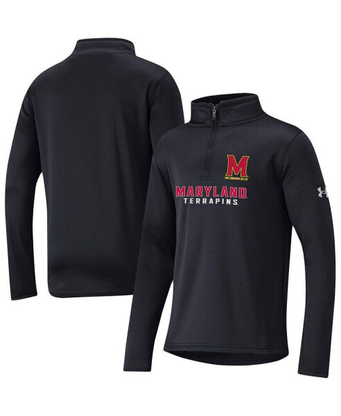 Big Boys Black Maryland Terrapins Fleece Quarter-Zip Jacket