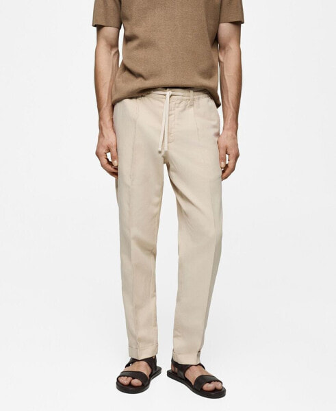 Men's Linen-Blend Slim-Fit Drawstring Pants