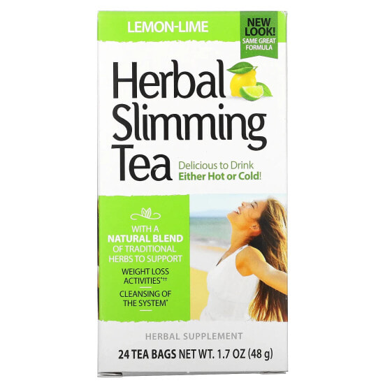 Herbal Slimming Tea, Lemon-Lime, Caffeine Free, 24 Tea Bags, 1.7 oz (48 g)