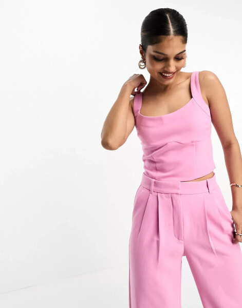 Abercrombie & Fitch co-ord corset top in pink