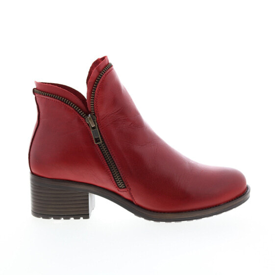 Miz Mooz Jet Womens Red Leather Zipper Ankle & Booties Boots