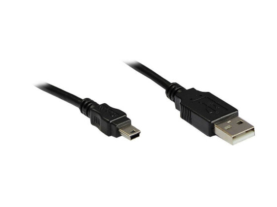 Alcasa USB A - USB mini B, m - m, 3m USB кабель 2.0 Mini-USB B Черный, Металлический 3310-AM3