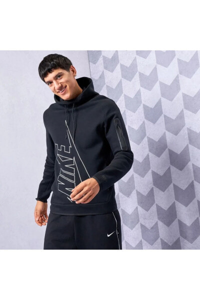 Толстовка Nike Tech Fleece Pullover Graphic Hoodie черная мужская