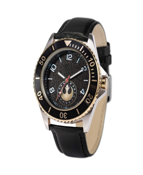 Men's Disney Star Wars Honor Black Leather Strap Watch 46mm