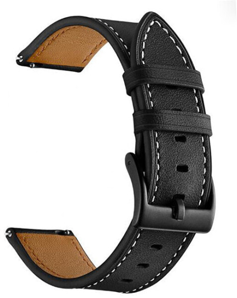 Leather strap for Garmin 20 mm - Black