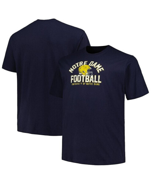 Men's Navy Distressed Notre Dame Fighting Irish Big and Tall Football Helmet T-shirt