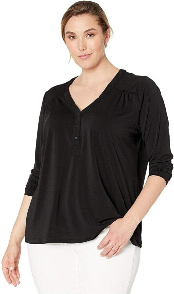 Junarose 256762 Women's Plus Size Tilde Long Sleeve Blouse Black Size 1X