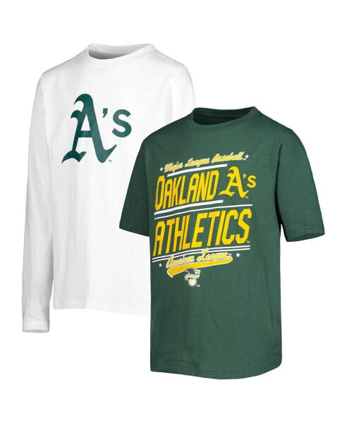 Youth Boys Green, White Oakland Athletics Combo T-shirt Set