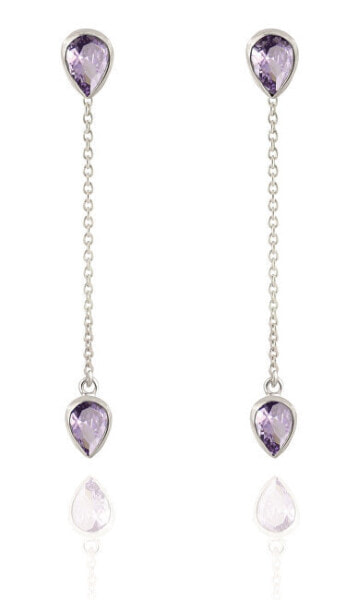 Charming long silver earrings with amethysts MEAAGUP2719
