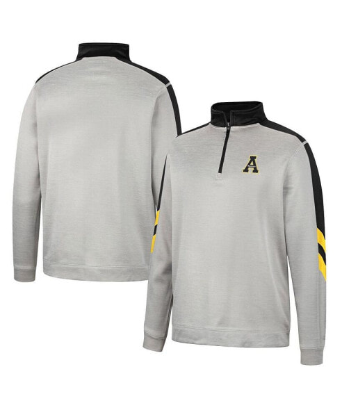 Men's Gray and Black Appalachian State Mountaineers Bushwood Fleece Quarter-Zip Jacket