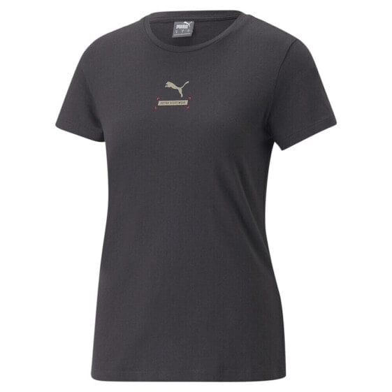 Puma Better Logo Crew Neck Short Sleeve T-Shirt Womens Black Casual Tops 6700407