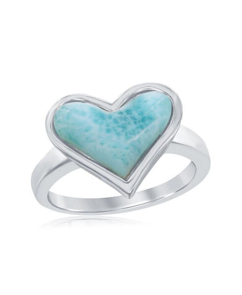 Sterling Silver Heart-Shaped Larimar Ring
