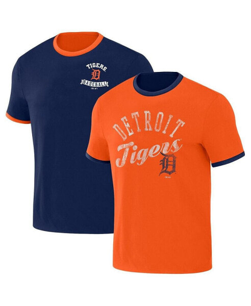Men's Darius Rucker Collection by Navy, Orange Detroit Tigers Two-Way Ringer Reversible T-shirt
