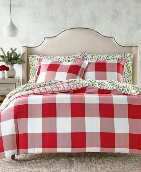 Red Check Flannel Duvet Cover, Full/Queen, Created for Macy's