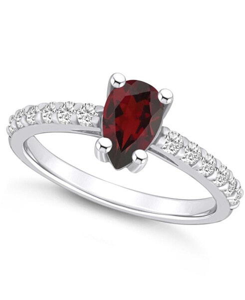 Garnet (1-1/10 Ct. T.W.) and Diamond (1/3 Ct. T.W.) Ring in 14K White Gold