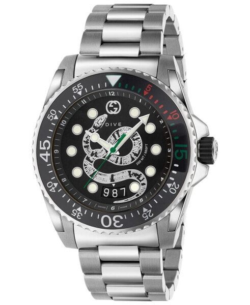Men's Swiss Diver Stainless Steel Bracelet Watch 45mm