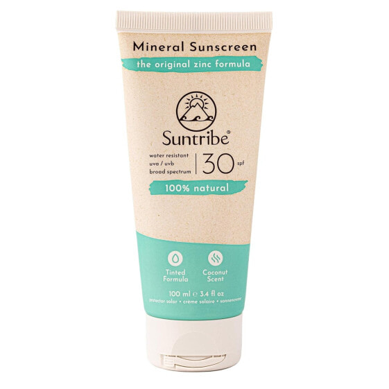 Suntribe organic sun cream, for body and face, SPF 30, waterproof, 100% zinc, reef friendly, 7 ingredients (50 ml or 100 ml) 100 ml