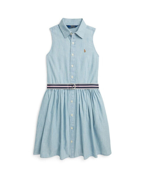 Платье для малышей Polo Ralph Lauren с поясом из хлопка Chambray