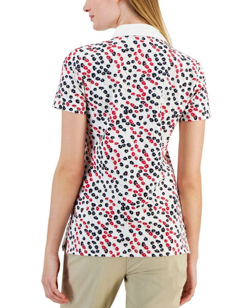 Women's Ditsy-Floral Printed Polo Top
