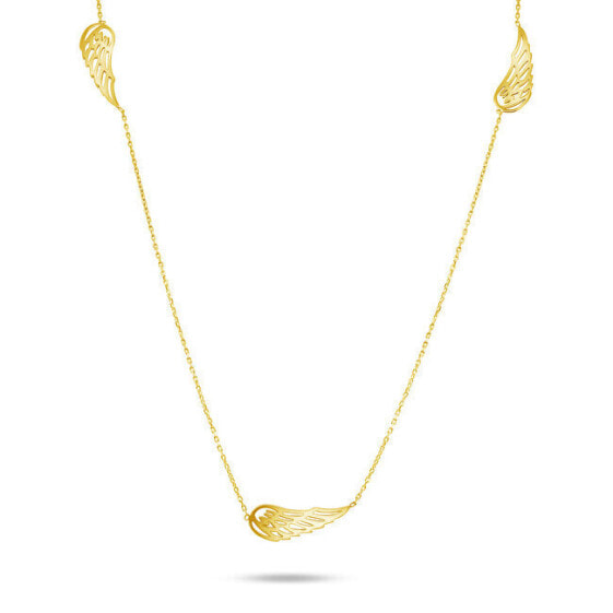 Playful necklace made of yellow gold with angel wings NCL067AUY