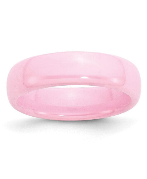 Ceramic Pink Polished Wedding Band Ring