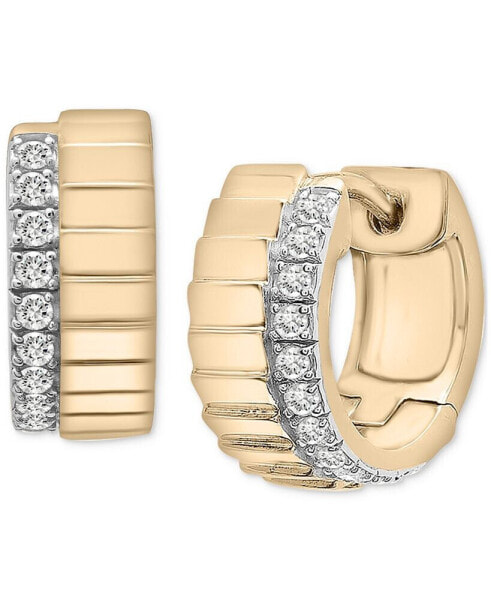 Diamond Edge Small Huggie Hoop Earrings (1/6 ct. t.w.) in Gold Vermeil, Created for Macy's