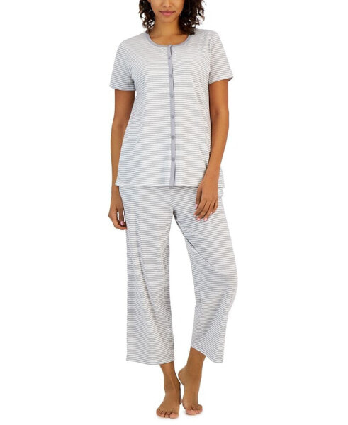 Women's 2-Pc. Cotton Printed Cropped Pajamas Set, Created for Macy's