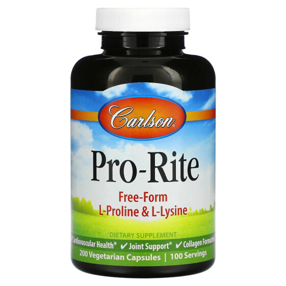 Аминокислоты Carlson Free-Form L-Proline & L-Lysine, 200 вегетарианских капсул