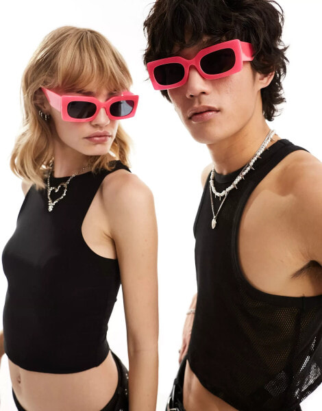 AJ Morgan rectangle festival sunglasses in pink