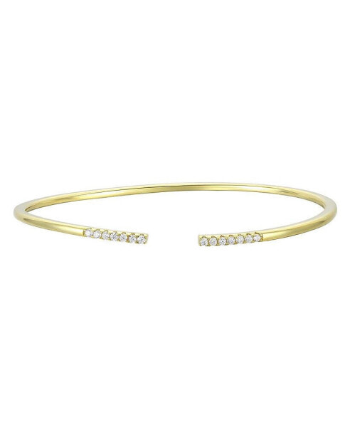 14K Gold Plated Round Cubic Zirconia Cuff Bracelet