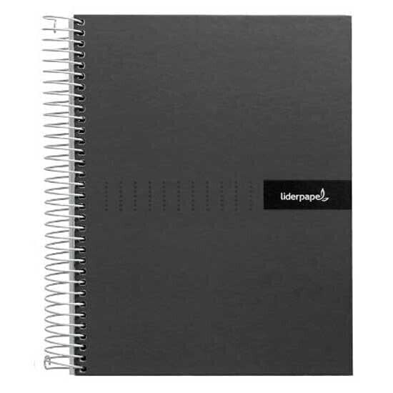 LIDERPAPEL Spiral notebook a5 micro papercoat lined cover 140h 75gr square 5 mm 5 bands 6 holes
