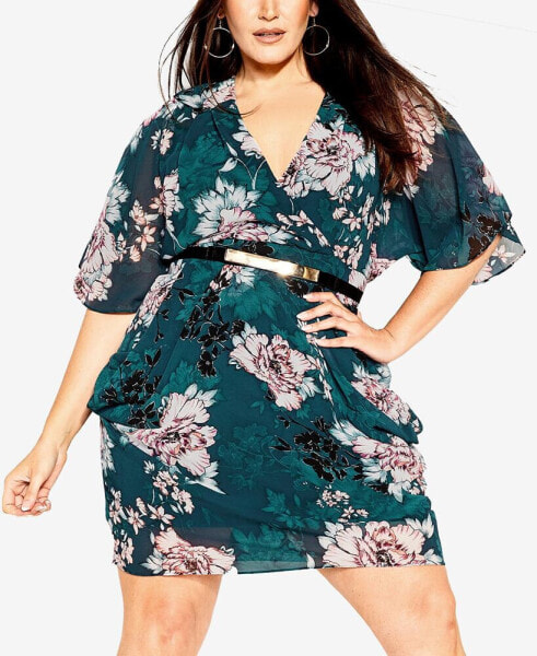 Plus Size Jade Blossom Mini Dress