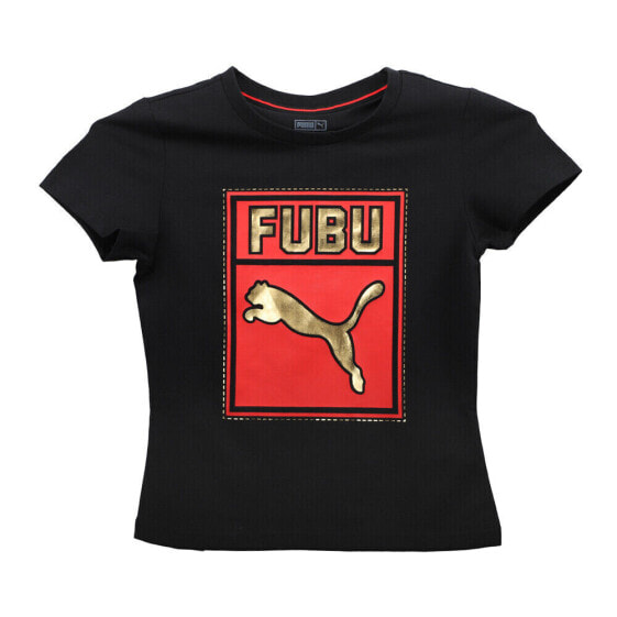 Puma Fubu Boxed Graphic Crew Neck Short Sleeve T-Shirt Womens Size S Casual Top