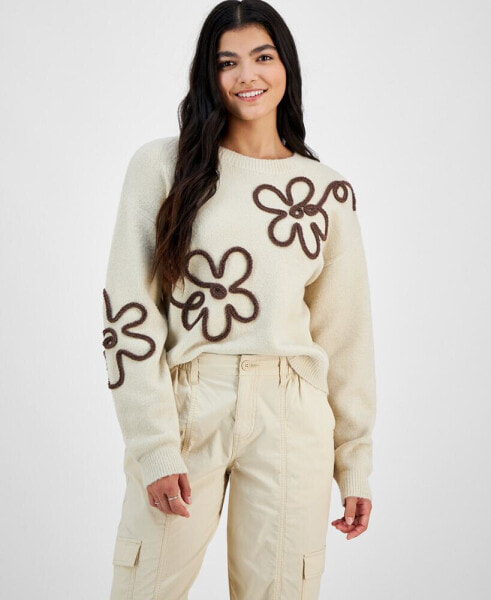 Juniors' Flower Sweater