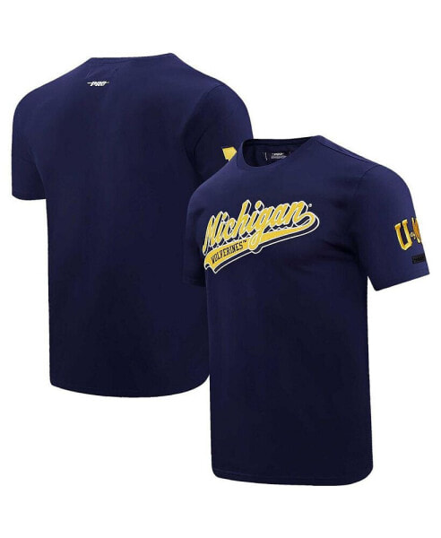 Men's Navy Michigan Wolverines Script Tail T-shirt