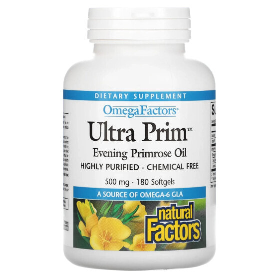 Витамины Natural Factors Ultra Prim, OmegaFactors, масло ночного всемогущего на вечер 1000 мг, 240 капсулы