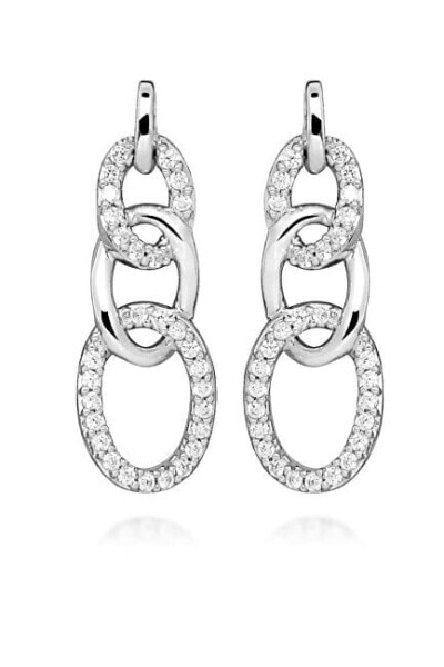 Elegant silver earrings with cubic zirconia SC480