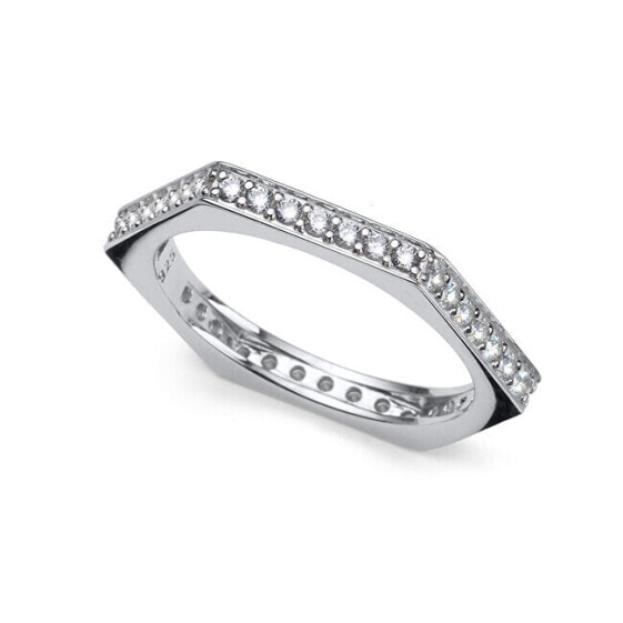 Timeless silver ring with cubic zircons Edge 63266