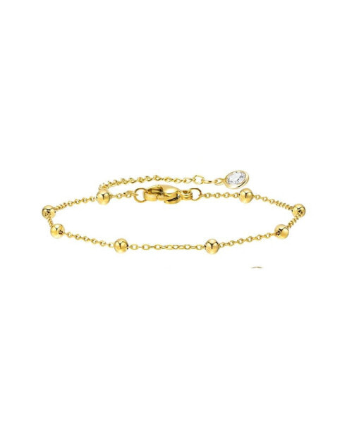 Gold Beaded Link Bracelet with Adjustable Chain