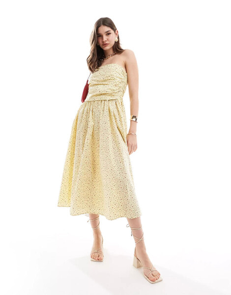 Nobody's Child Felicity bandeau midaxi dress in ditsy yellow