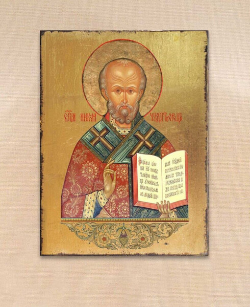 Icon Saint Nicholas Wall Art on Wood 8"