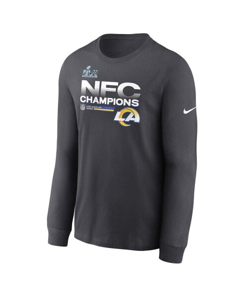 Men's Anthracite Los Angeles Rams 2021 NFC Champions Locker Room Trophy Collection Long Sleeve T-shirt