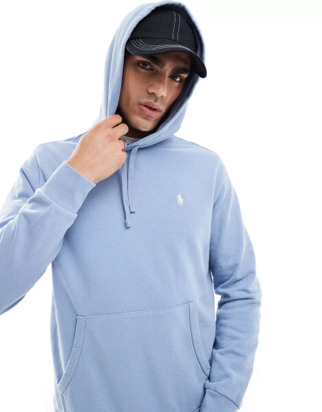 Polo Ralph Lauren icon logo loopback terry hoodie in light blue