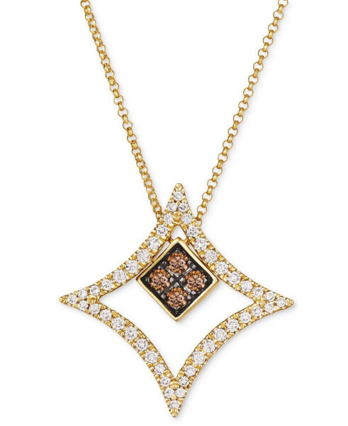 Le Vian nude Diamond (1/3 ct. t.w.) & Chocolate Diamond (1/5 ct. t.w.) Geometric Pendant Necklace in 14k Gold, 18" + 2" extender