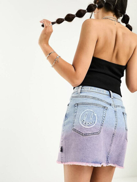 AAPE By A Bathing Ape dyed denim skirt in blue