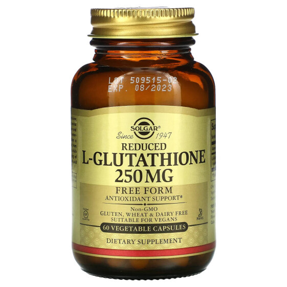 Антиоксидант Solgar Reduced L-Glutathione, 250 мг, 60 вегетарианских капсул