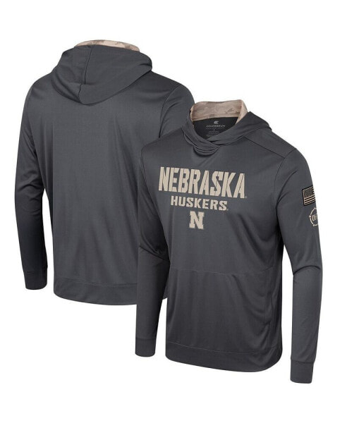 Men's Charcoal Nebraska Huskers OHT Military-Inspired Appreciation Long Sleeve Hoodie T-shirt