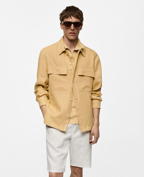 Men's Linen Pockets Detail Overshirt