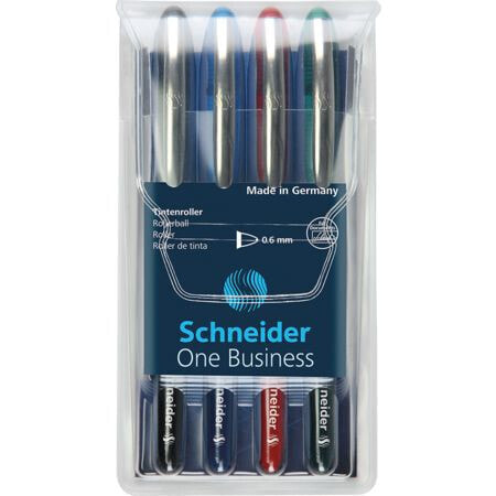 Schneider Schreibgeräte Edding One Business - Multicolor - Black,Blue,Green,Red - Stick ballpoint pen - Round - 4 pc(s) - Plastic bag
